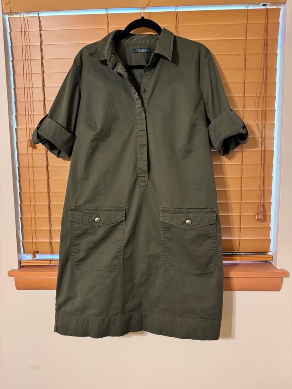 Lauren Ralph Lauren Olive Utility Shirt Dress - Picture 3 of 5